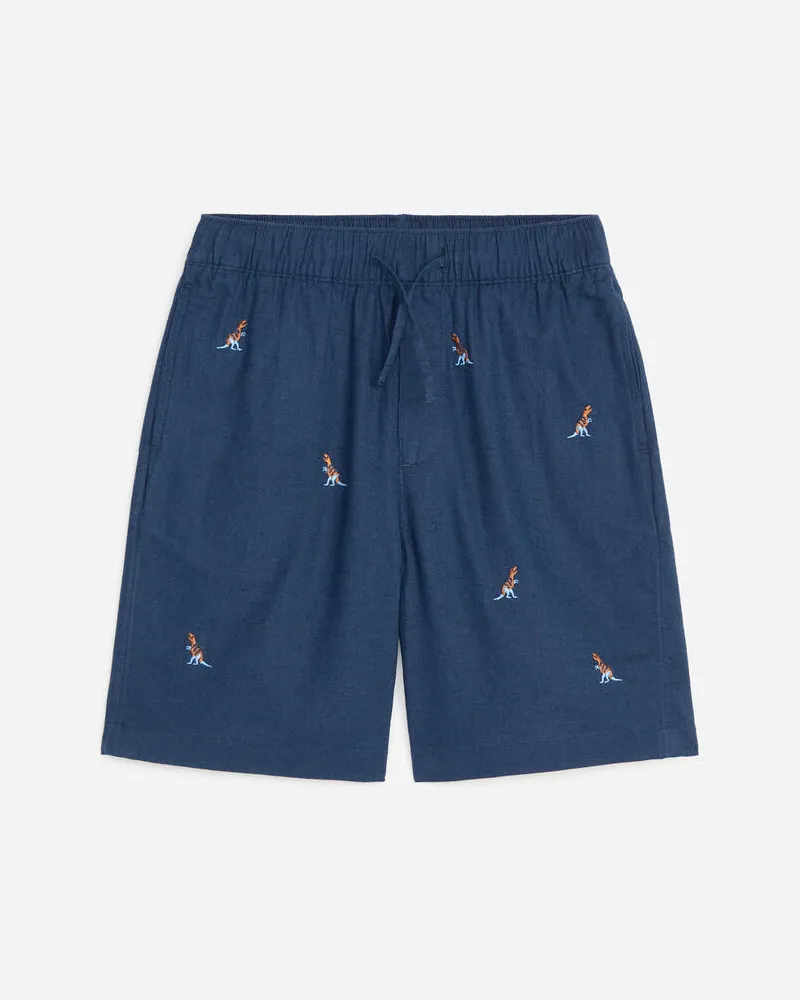 Arket Bestickte Shorts Aus Leinenmischung -Blau Blau