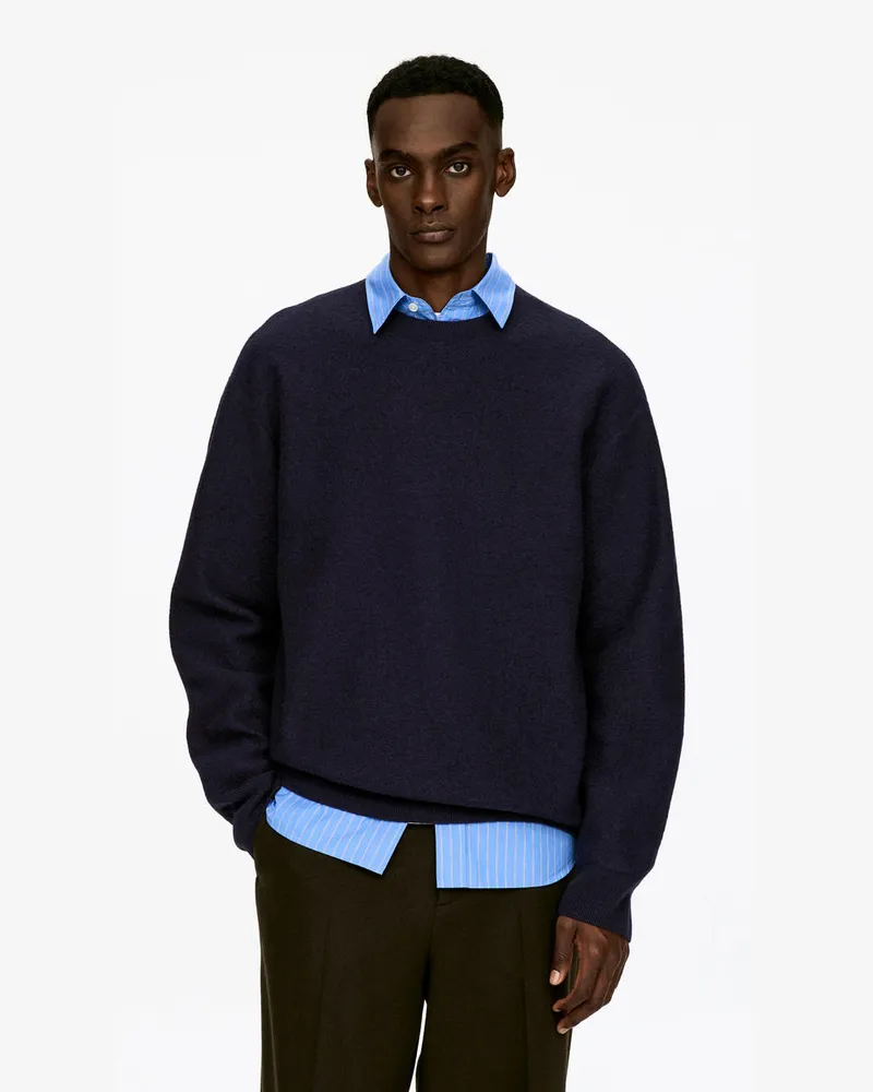 Arket Pullover Aus Wollwalk -Blau Blau