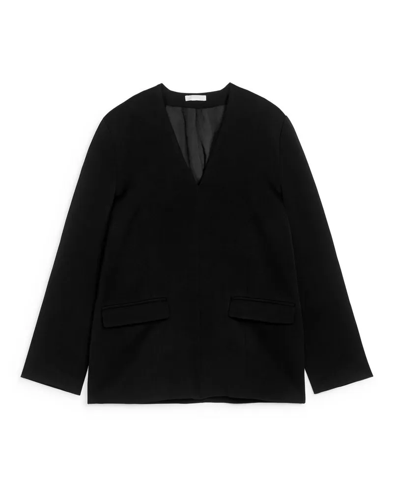 Arket Oberteil Mit V-Ausschnitt Im Blazer-Stil - Schwarz Schwarz