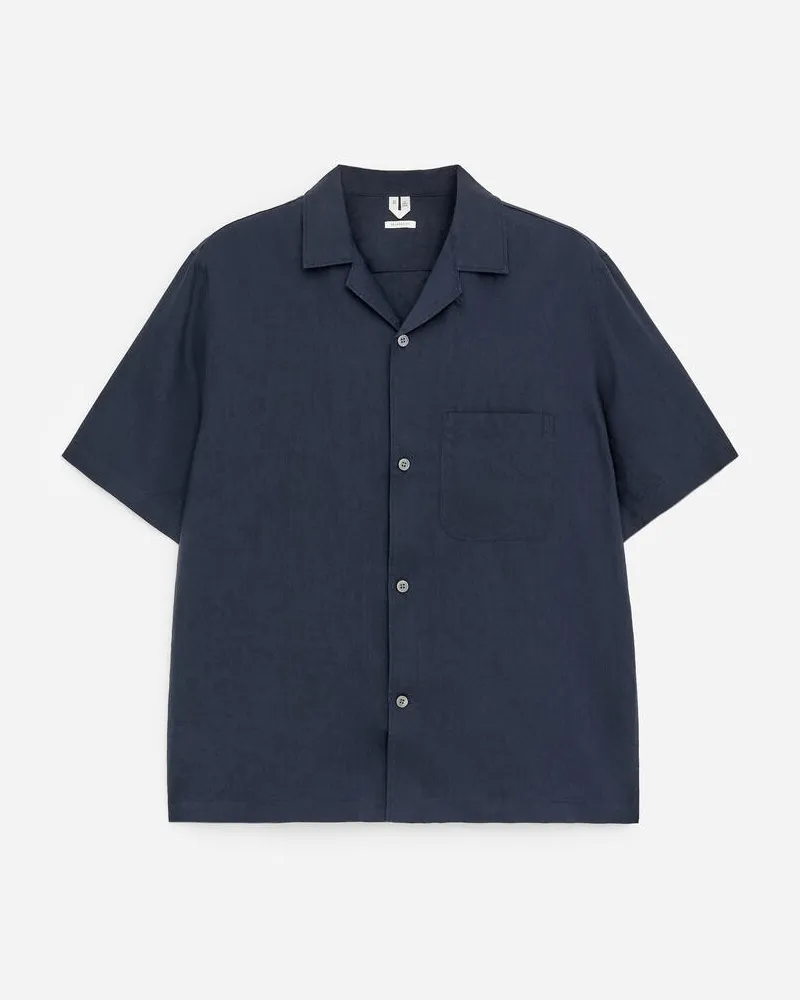 Arket Lockeres Hemd Mit Kubanischem Kragen -Blau Blau