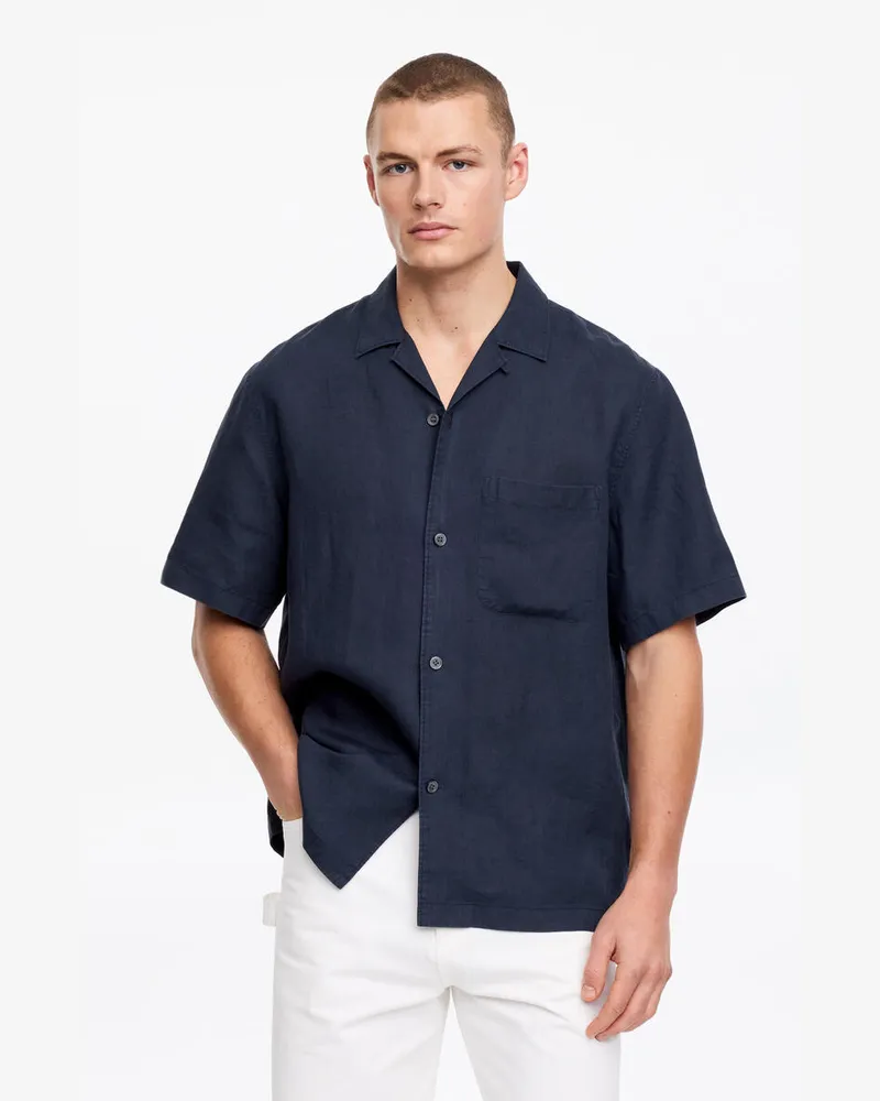 Arket Lockeres Hemd Mit Kubanischem Kragen -Blau Blau