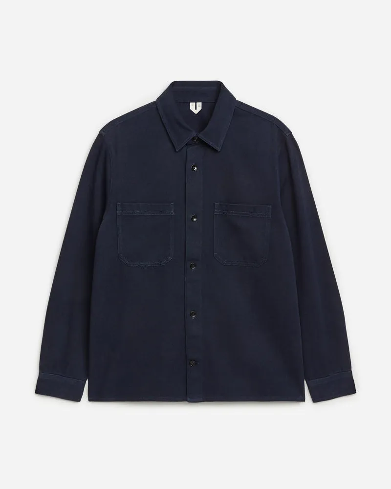 Arket Overshirt Aus Baumwoll-Twill - Blau Dunkelblau