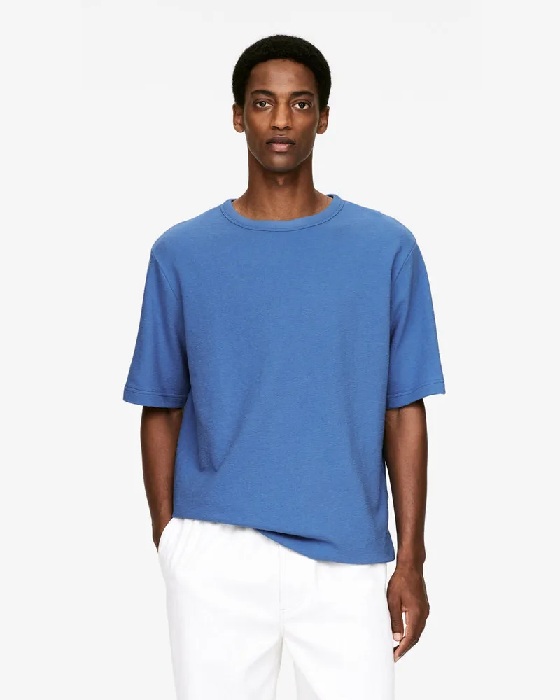 Arket Lockeres Bouclé-T-Shirt -Blau Blau