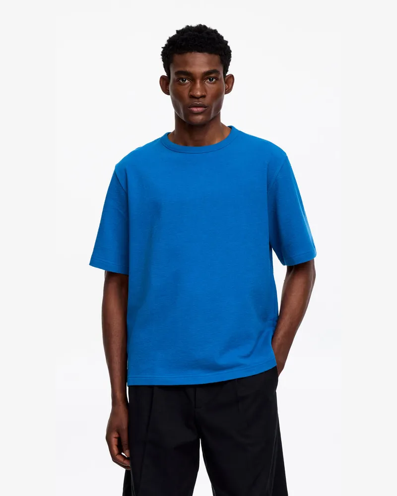 Arket Lockeres Bouclé-T-Shirt -Blau Blau