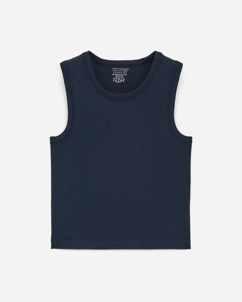 Arket Nahtloses, Geripptes Tanktop - Blau Dunkelblau