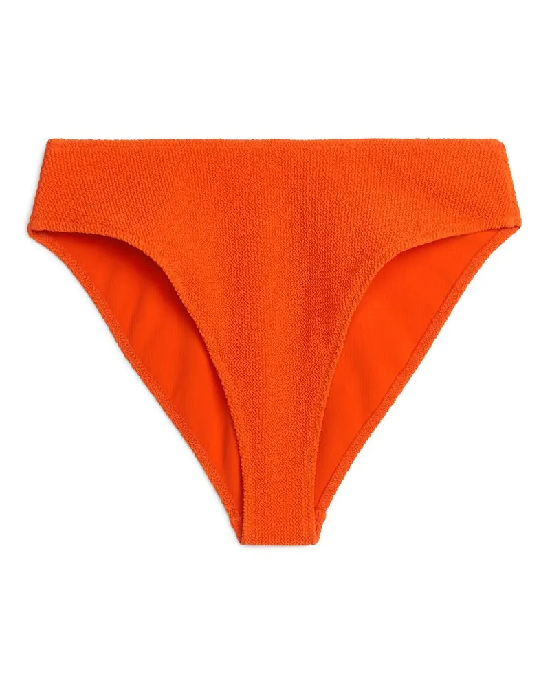Arket Crinkle-Bikinihose Mit Mittelhohem Bund - Orange Orange