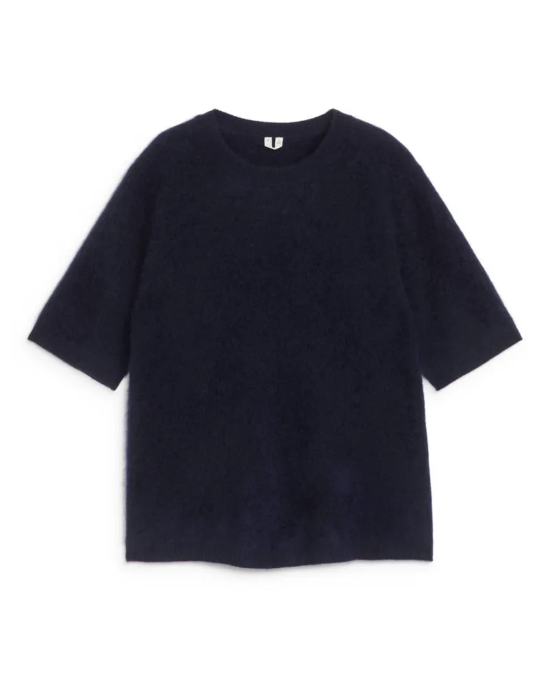 Arket Gestricktes T-Shirt Aus Wolle - Blau Dunkelblau