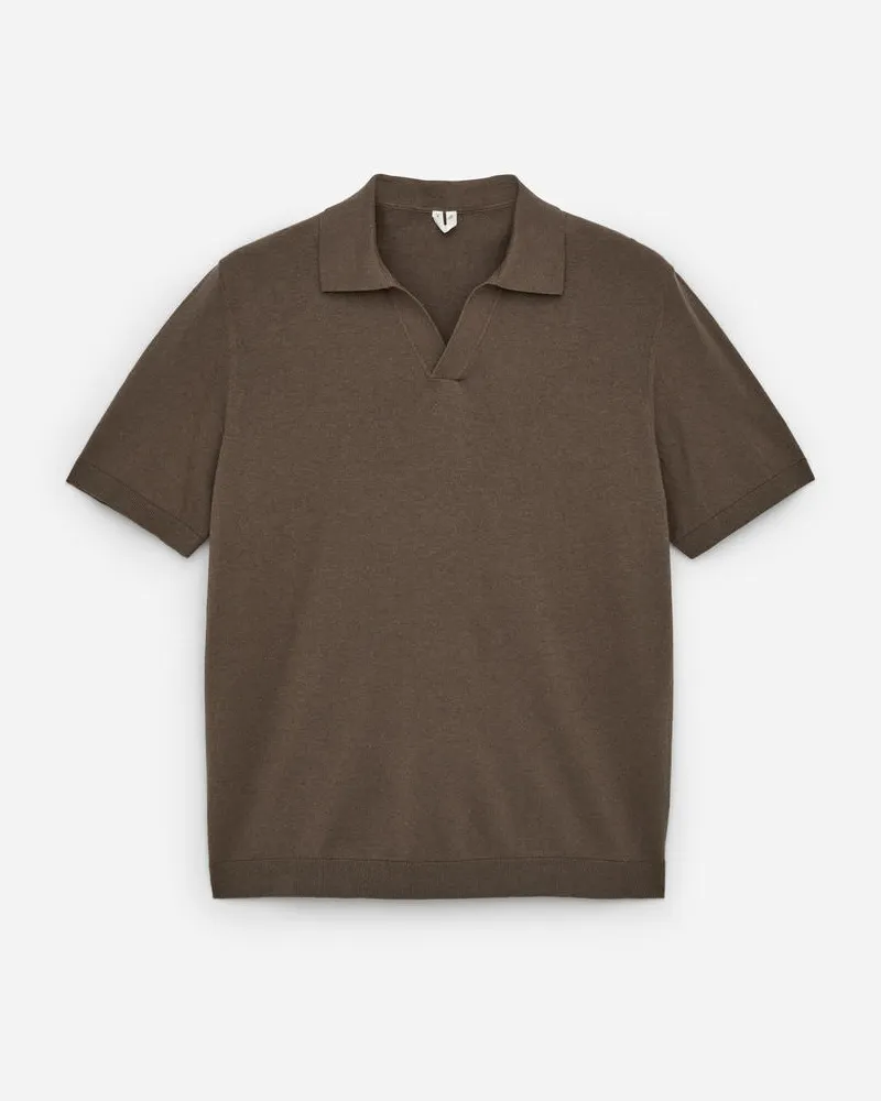 Arket Poloshirt Aus Baumwoll-Leinen - Beige Taupe
