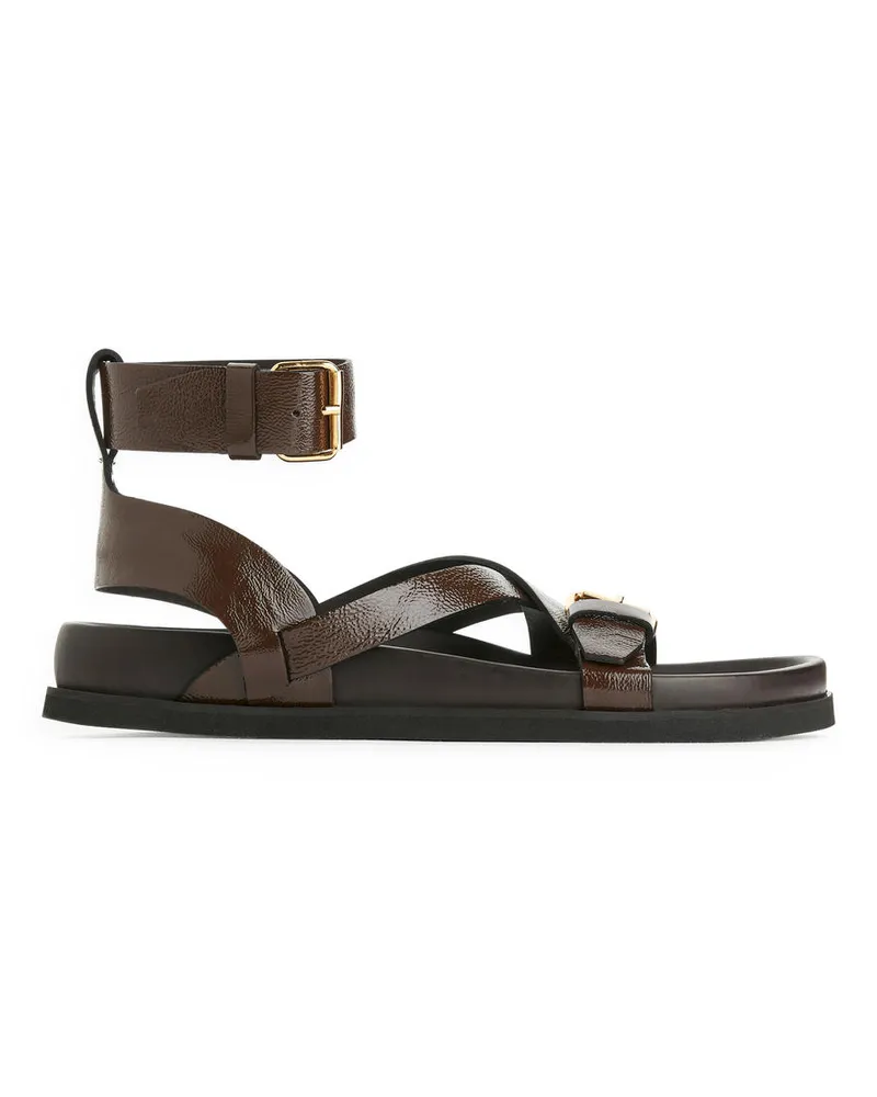 Arket Riemensandalen Aus Leder - Braun Dunkelbraun