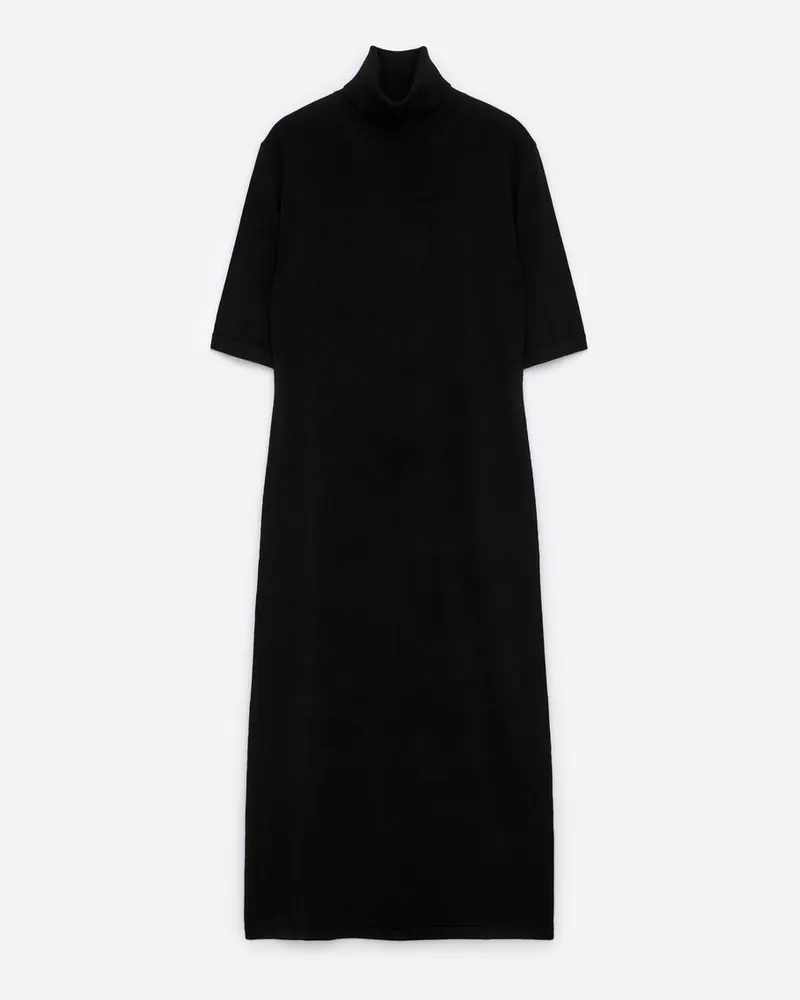 Arket Midikleid Aus Merinowolle - Schwarz Schwarz