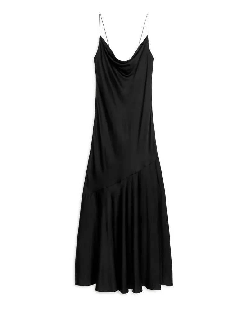 Arket Maxikleid aus Satin Schwarz