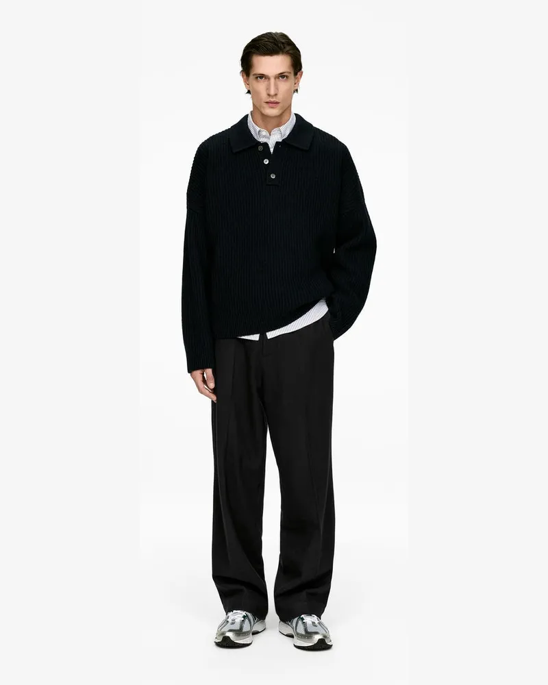 Arket Lockere Wollhose -Schwarz Schwarz