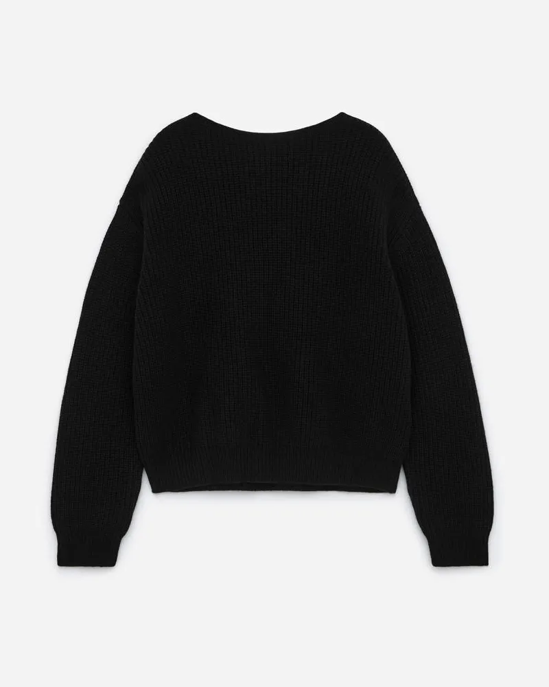 Arket Pullover Aus Wolle Und Baumwolle Mit Schleife - Schwarz Schwarz