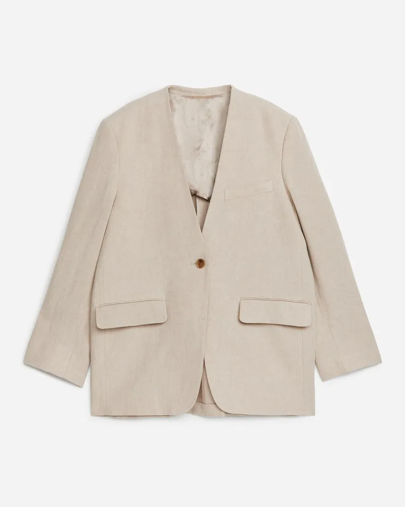 Arket Leinenblazer Ohne Kragen -Beige Beige