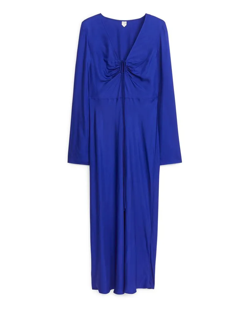 Arket Midikleid Mit Kordelzug - Blau Knallblau