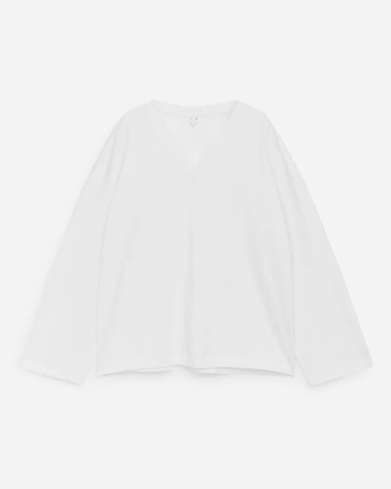 Arket Lockeres T-Shirt Mit V-Ausschnitt -Weiß Weiß