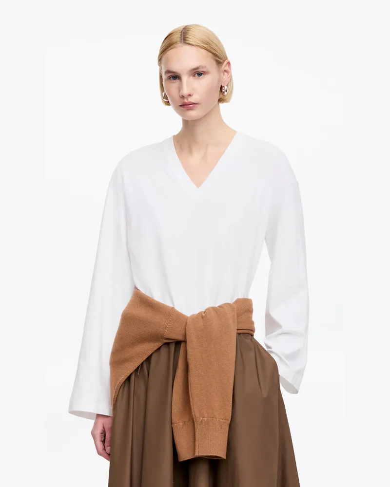 Arket T-Shirt Mit V-Ausschnitt -Weiß Weiß