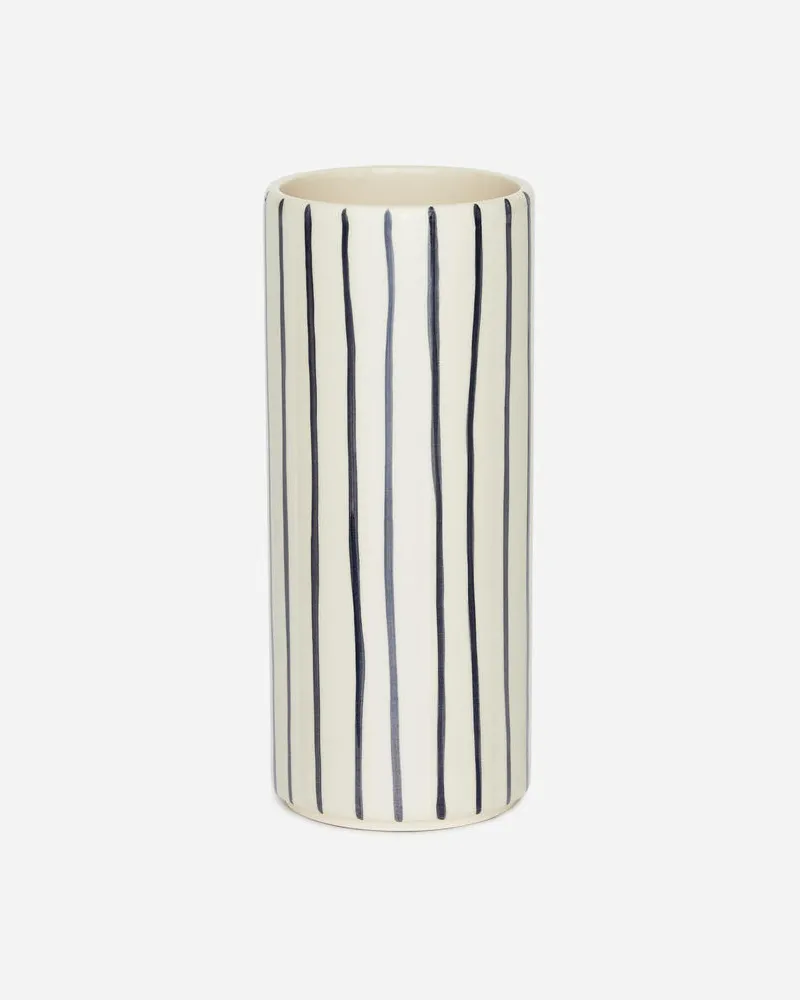 Arket Vase Aus Steingut, 23 Cm - Weiß|Blau|Mehrfarbig Weiß