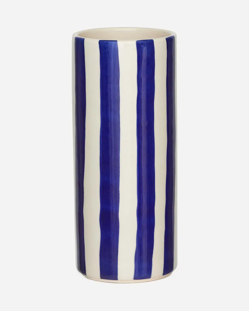 Arket Vase Aus Steingut, 23 Cm - Weiß|Blau|Mehrfarbig Weiß