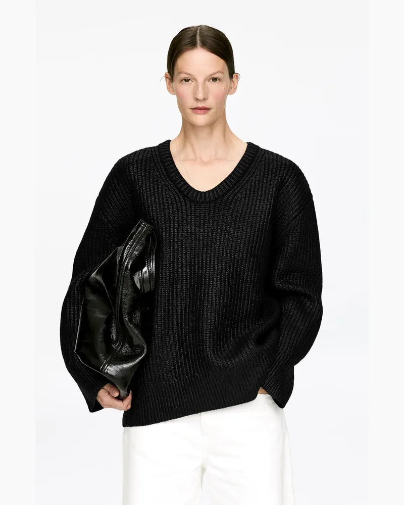 Arket Coated Wool Jumper -Schwarz Schwarz