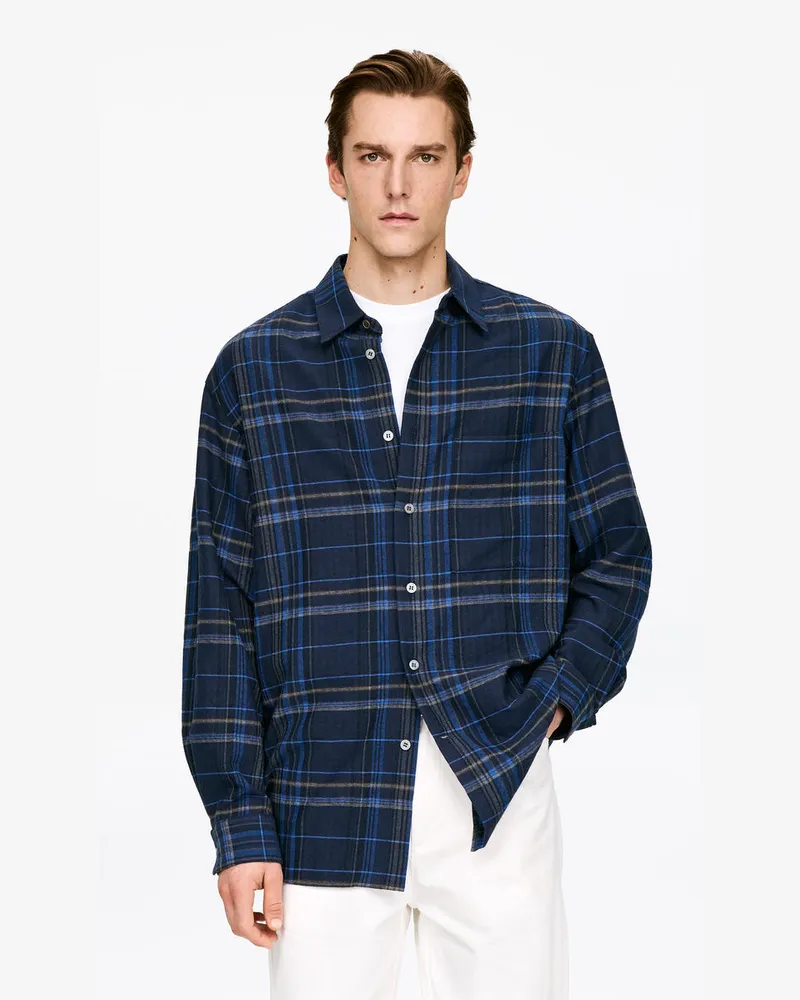 Arket Lockeres Flanellhemd -Blau Blau