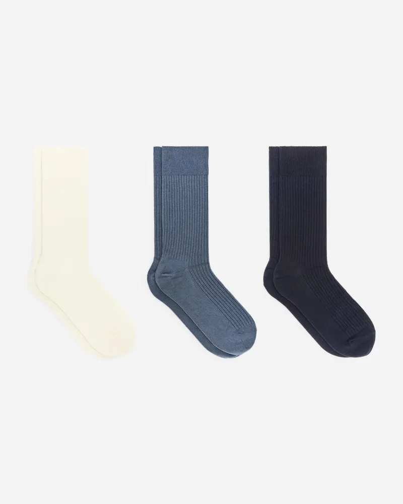 Arket Gerippte Socken Aus Supima-Baumwolle 3er-Pack -Blau Blau