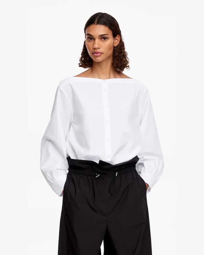 Arket Baumwollbluse Mit U-Boot-Ausschnitt -Weiß Weiß