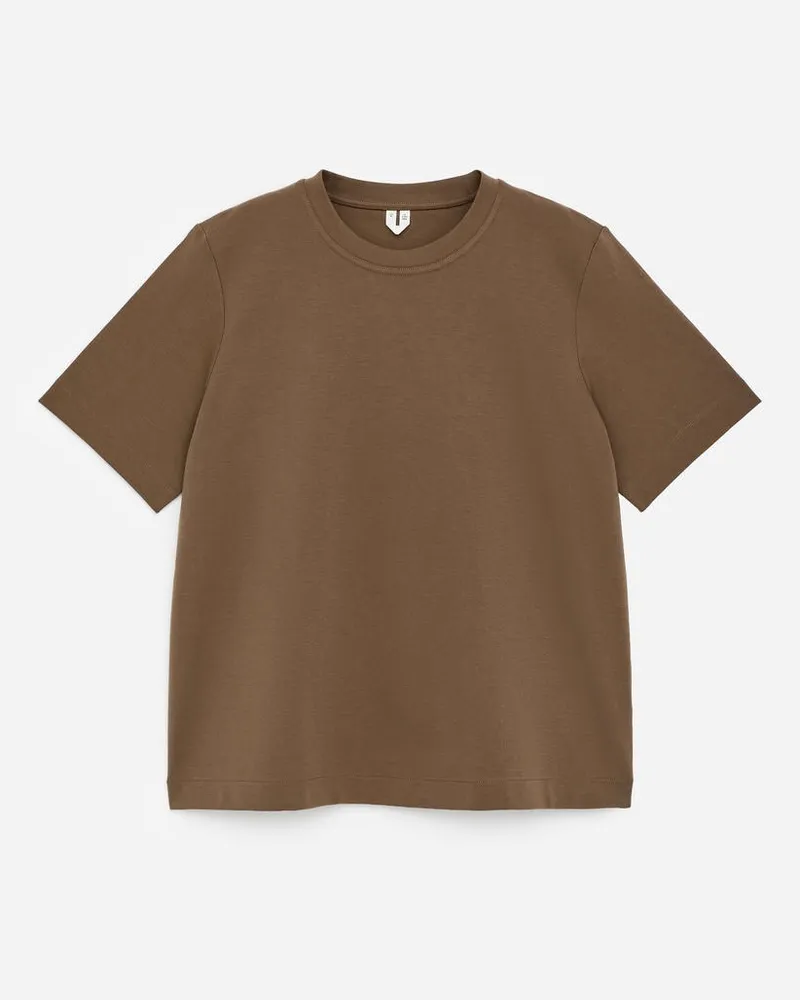 Arket Formbeständiges Signature-T-Shirt -Braun Braun