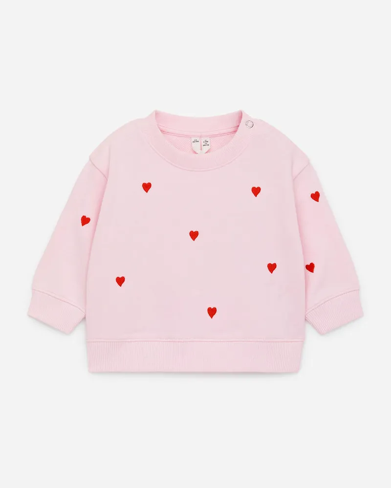Arket Baumwoll-Sweatshirt Mit Stickerei - Rosa Rosa