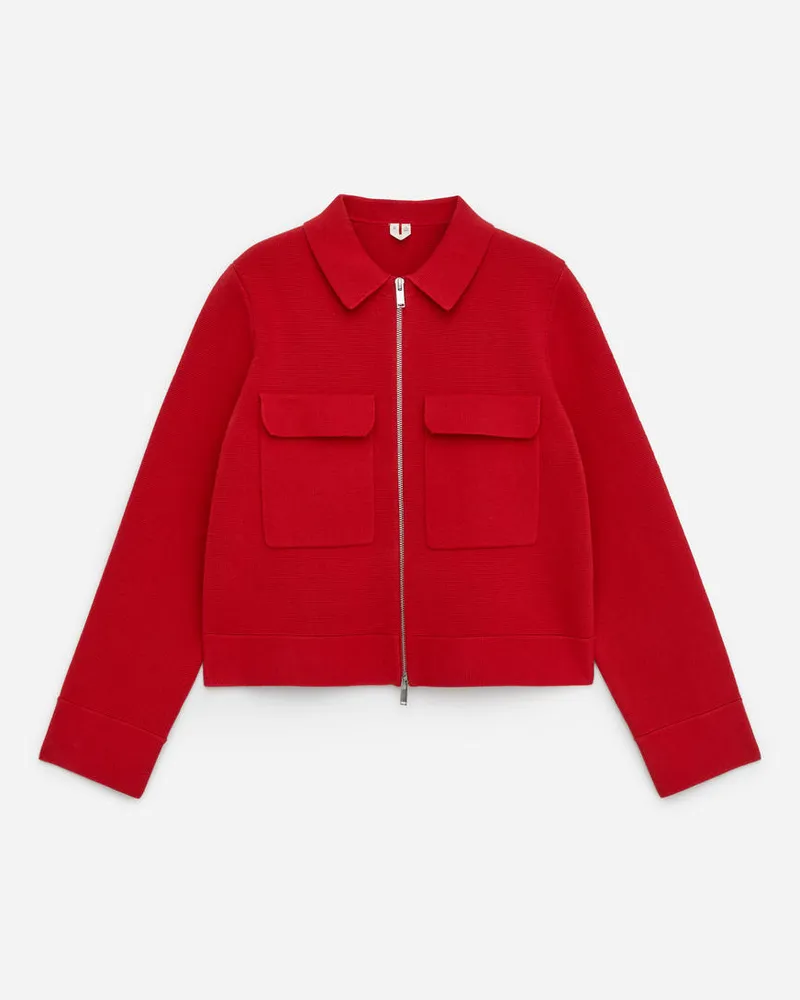 Arket Strickjacke Aus Baumwolle - Rot Rot
