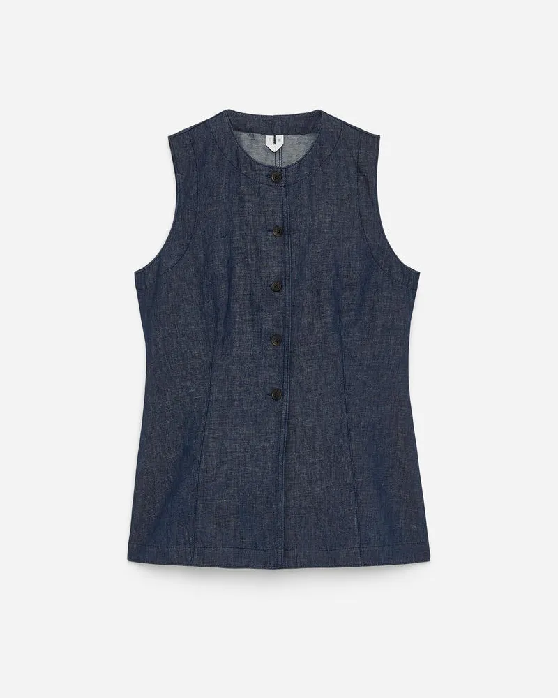 Arket Taillierte Jeansweste - Blau Dunkelblau