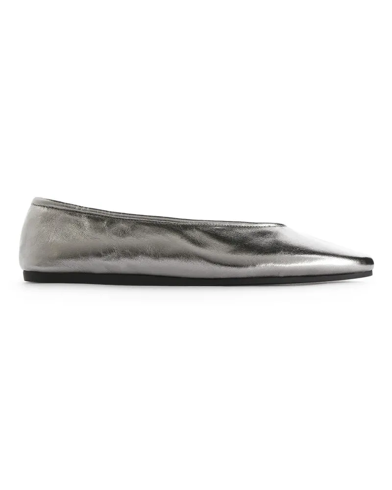 Arket Ballerina Aus Leder - Silberfarben Silber