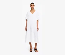 Midikleid Mit V-Ausschnitt -Weiß