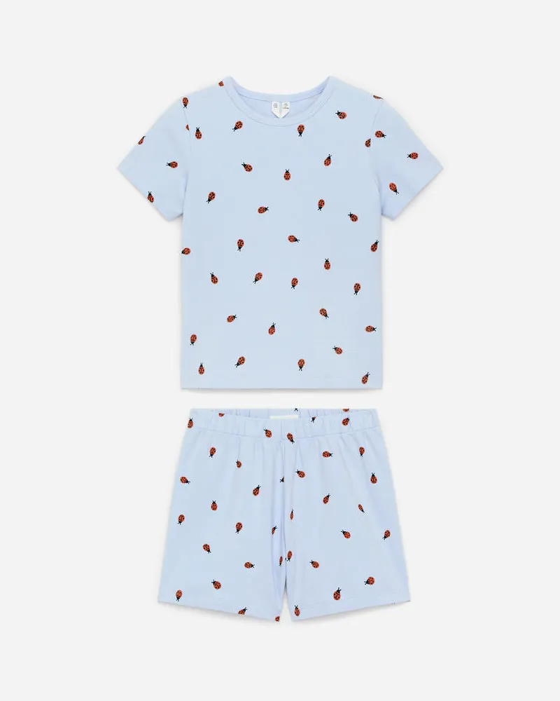 Arket Zweiteiliger Kurzer Pyjama Aus Jersey - Blau Hellblau
