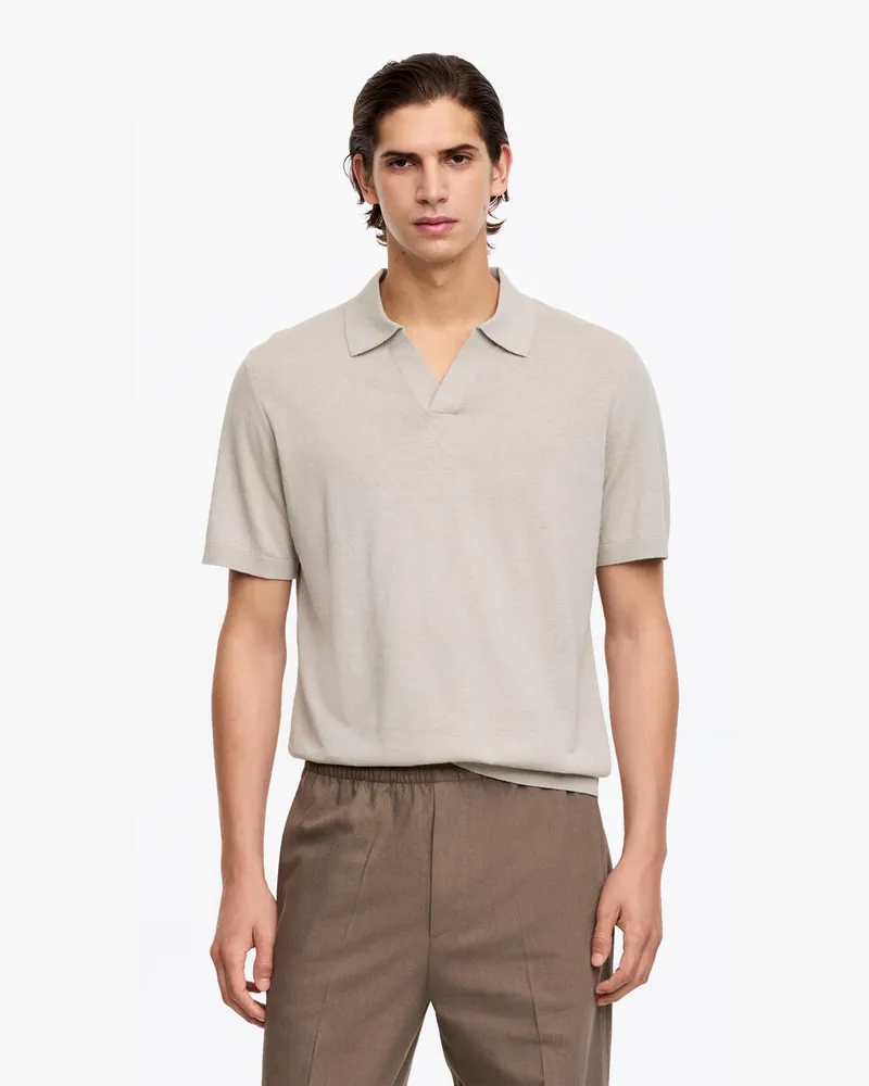 Arket Poloshirt Aus Baumwoll-Leinen -Beige Beige