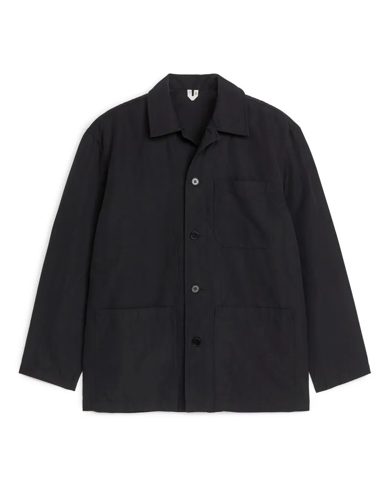 Arket Overshirt Aus Baumwolle Und Leinen - Schwarz Schwarz