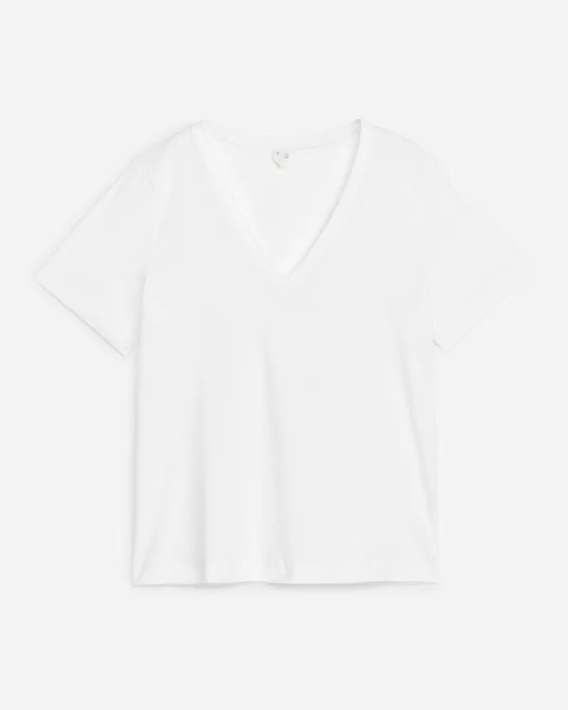 Arket T-Shirt Mit V-Ausschnitt - Weiß Weiß