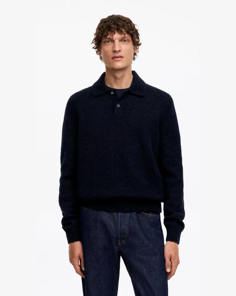 Arket Strick-Poloshirt Aus Wollmischung -Blau Blau