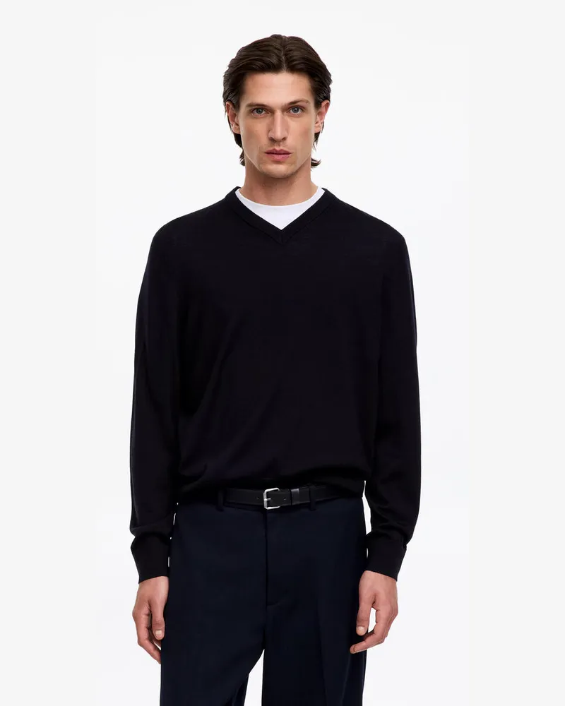 Arket Merino-Pullover Mit V-Ausschnitt -Blau Blau
