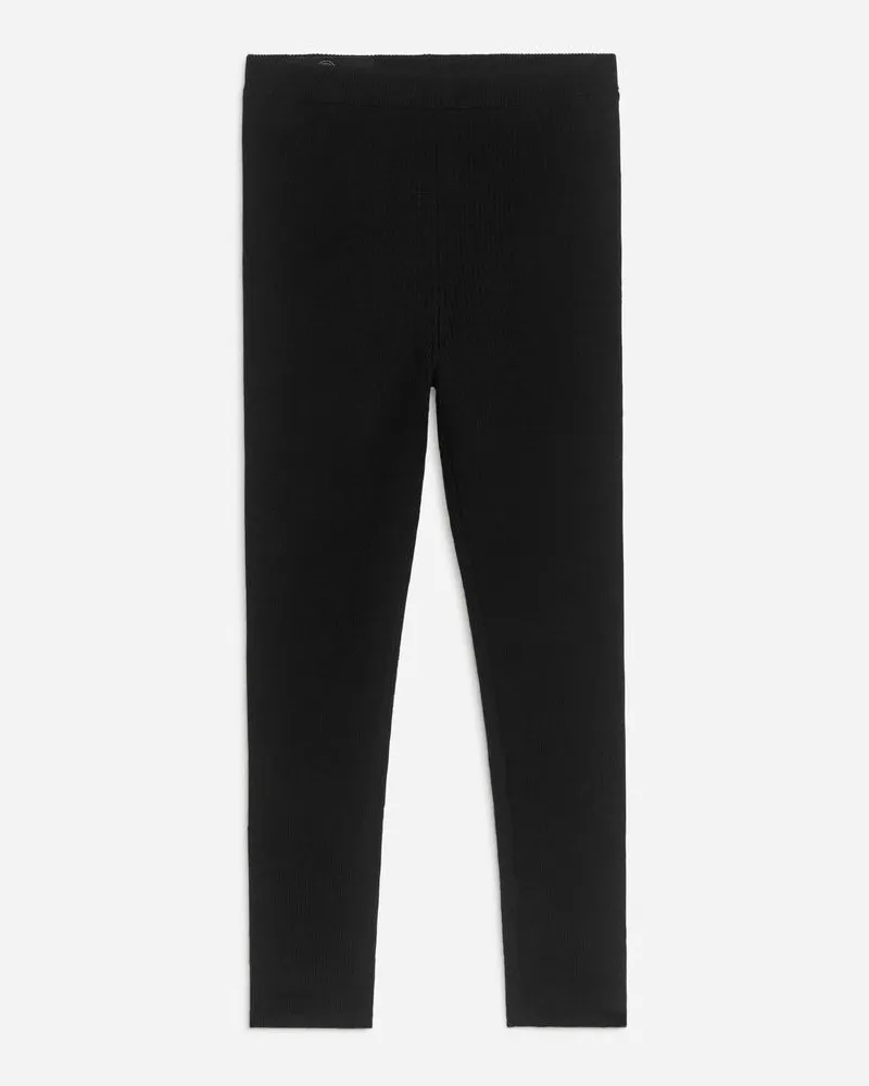 Arket Gerippte Leggings Aus Wollmischung -Schwarz Schwarz
