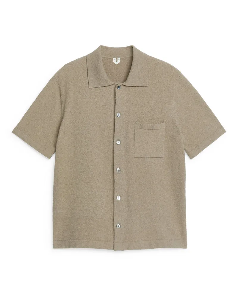 Arket Poloshirt Mit Knopfleiste - Beige Taupe