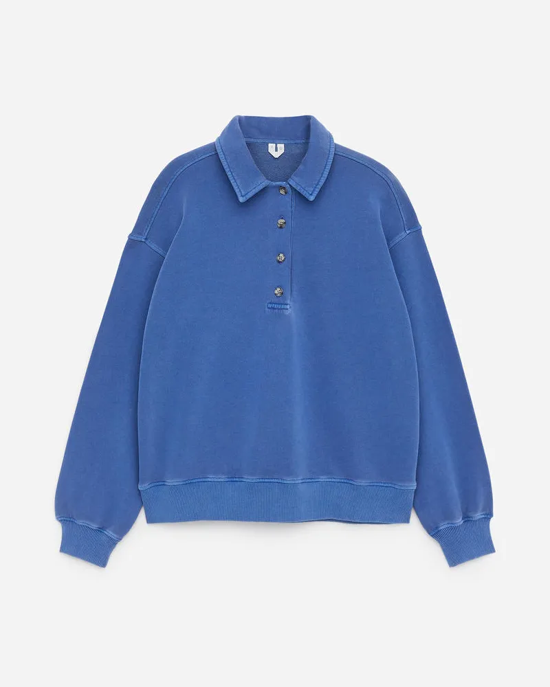 Arket Polohemd Aus French Terry -Blau Blau