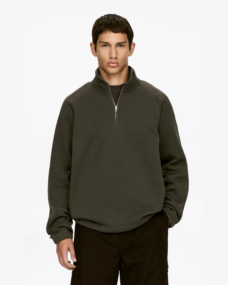 Arket Fleece-Sweatshirt Mit Kurzem Reißverschluss -Beige Beige