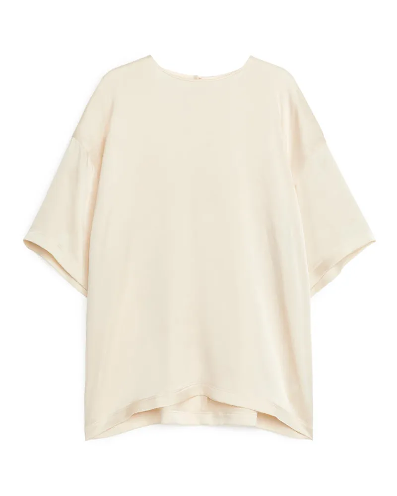 Arket Oversize-T-Shirt Aus Seide - Weiß Cremeweiß