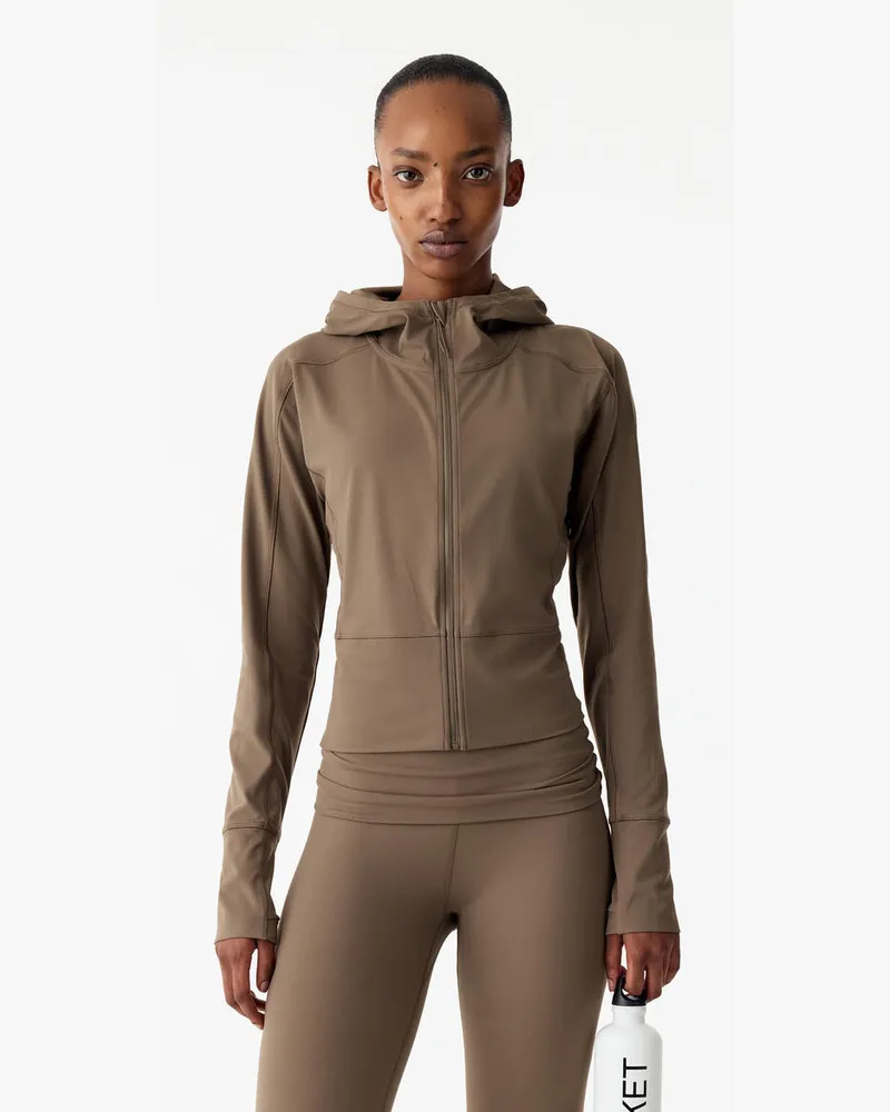 Arket Active Kapuzenjacke Mit Reißverschluss -Beige Beige