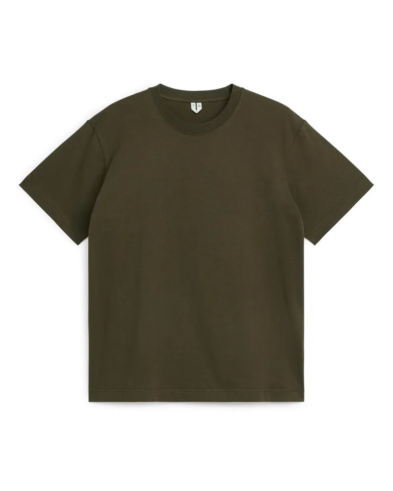 Arket Mittelschweres T-Shirt - Grün Dunkelgrün