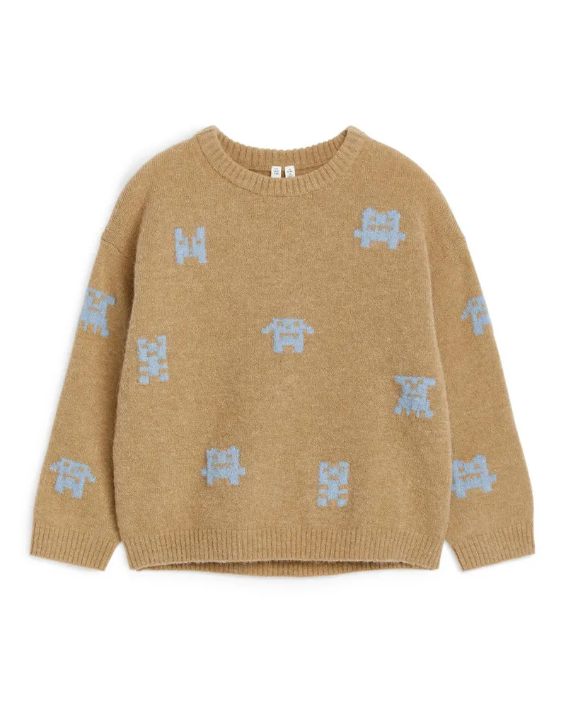 Arket Pullover Aus Einer Mischung Aus Wolle Und Alpaka - Beige|Blau|Mehrfarbig Beige