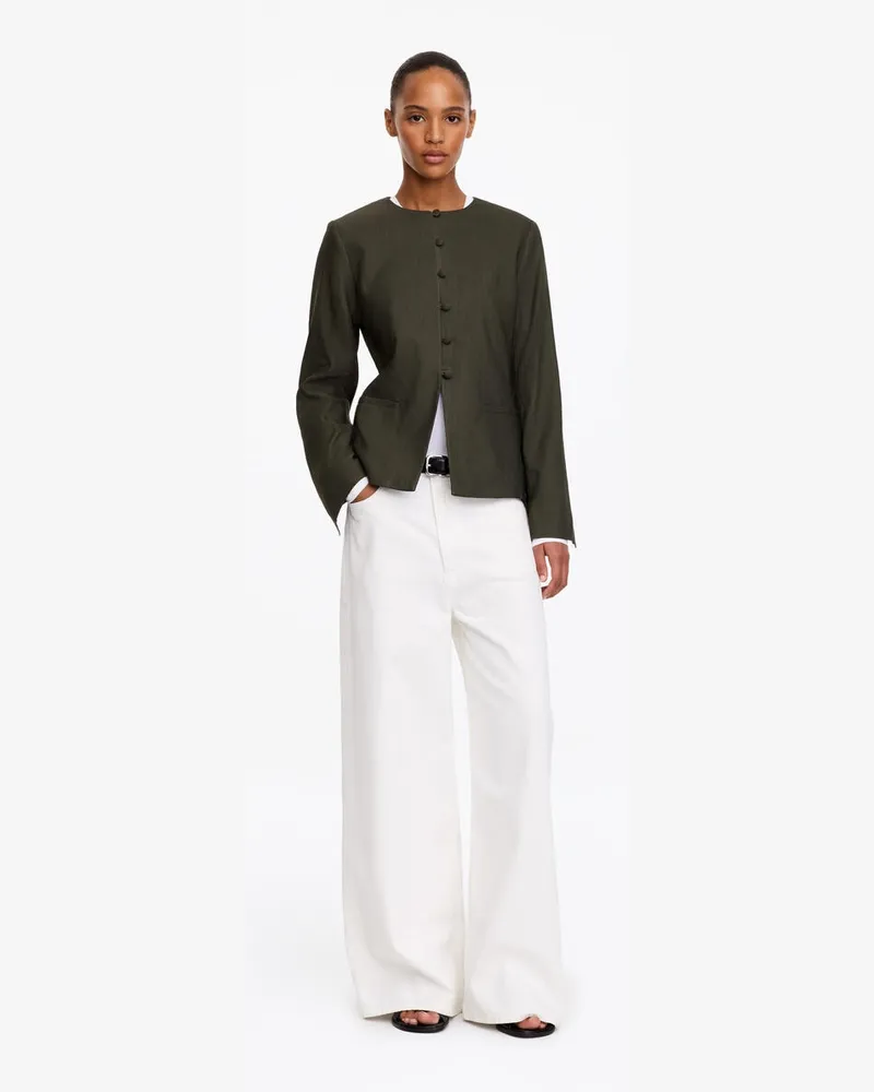 Arket Kragenloser Blazer Aus Leinenmischung -Grün Grün