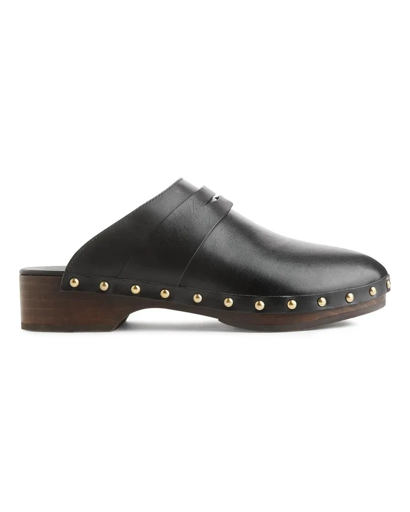 Arket Niedrige Clogs Mit Holzsohle - Schwarz Schwarz
