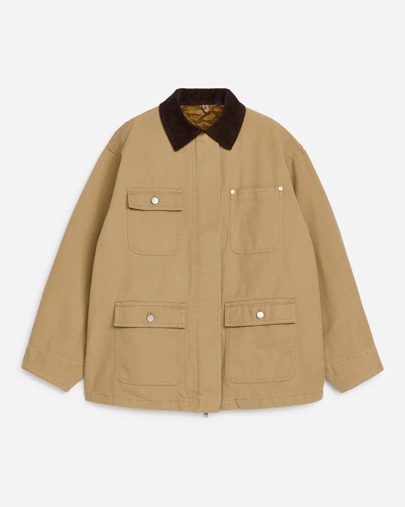 Arket Gefütterte Canvasjacke -Beige Beige